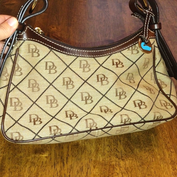 Dooney & Bourke Handbags - Dooney and Bourke Monogram Shoulder Bag in Brown Leather and Tan
